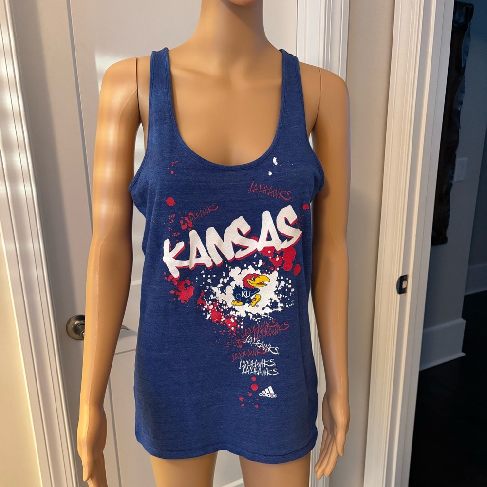 Adidas Kansas Jayhawks Blue Racerback Tank Top